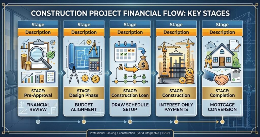 custom home build Northern Virginia construction loan process draw schedule financing stages

