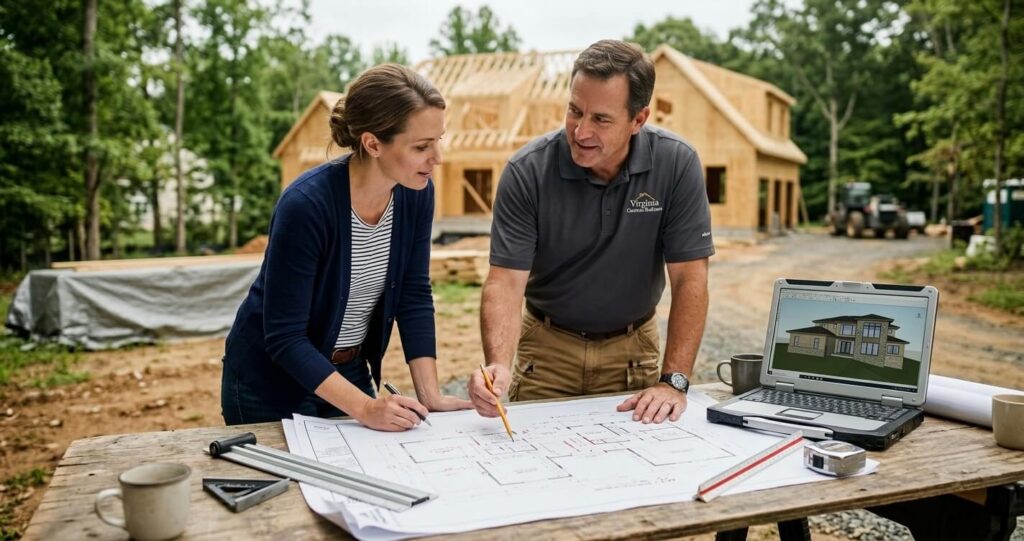 custom home build Northern Virginia planning consultation with architect and blueprint review