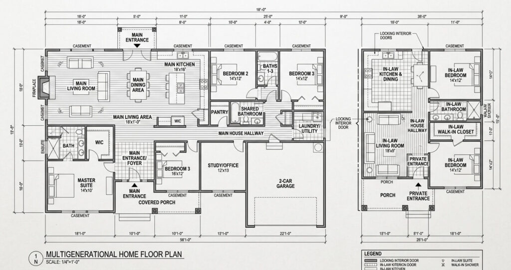 custom home build Northern Virginia multigenerational floor plan ADU in-law suite

