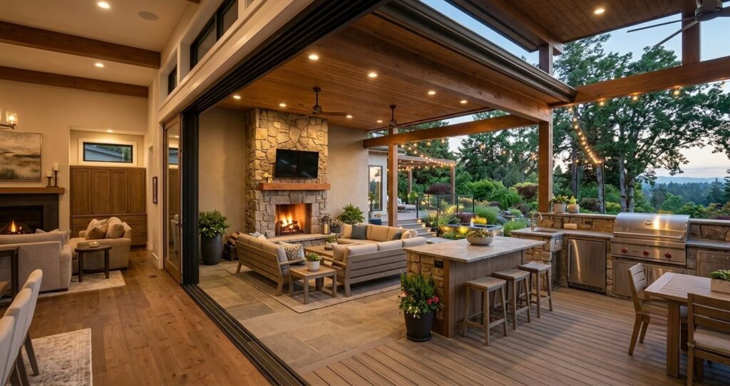 custom home build Northern Virginia outdoor kitchen patio deck screened porch

