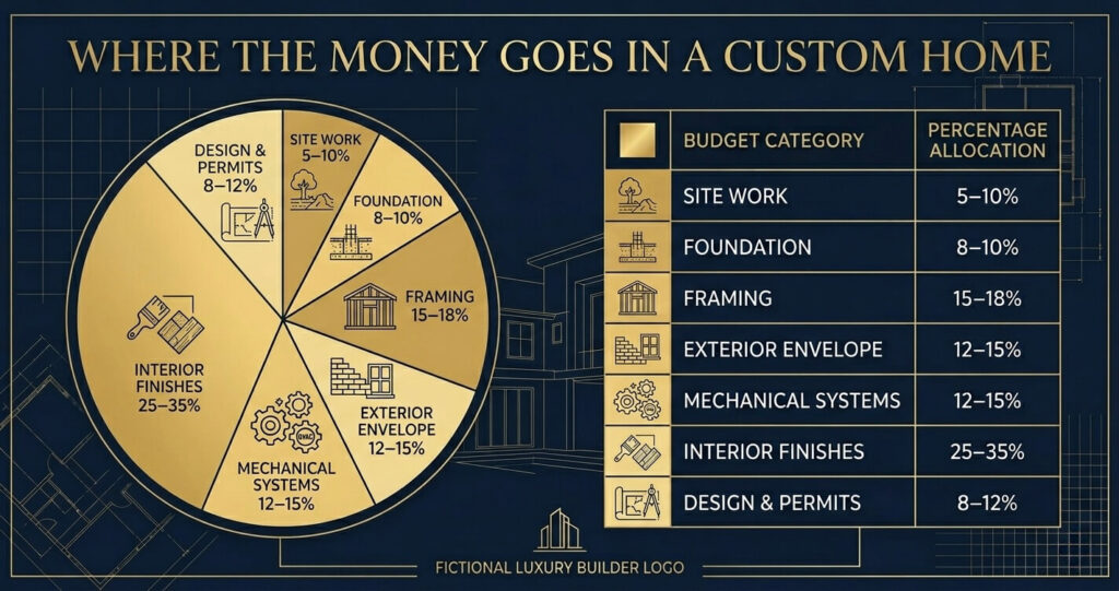 custom home cost per square foot McLean VA construction cost breakdown by framing foundation interior finishes mechanical systems

