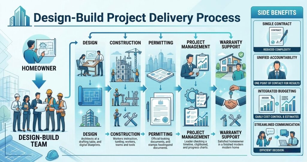 design build process Northern Virginia showing integrated design construction and project management workflow

