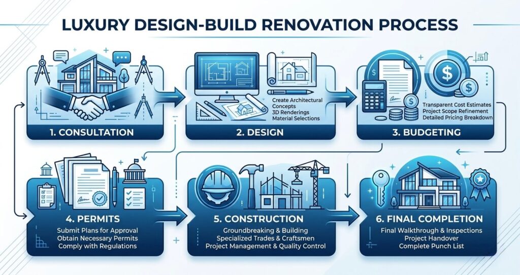 Full Home Renovation Before After Great Falls VA: Luxury Remodel Case Study (2026) 4 Full home renovation before after Great Falls VA design build renovation Great Falls VA planning and construction workflow
