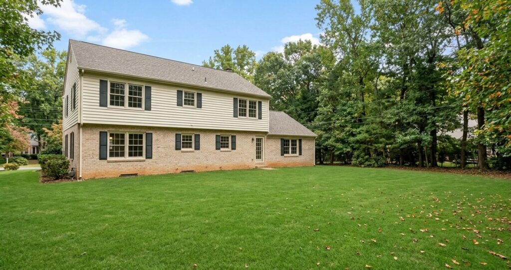 Family Room Addition Clifton VA: Case Study 2026 2 Family room addition Clifton VA rear exterior before construction showing proposed addition footprint and wooded backyard setting