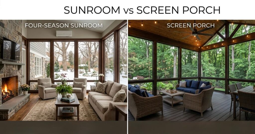 7 Practical Home Addition Design Ideas That Work 7 home addition design ideas sunroom screen porch comparison.jpg