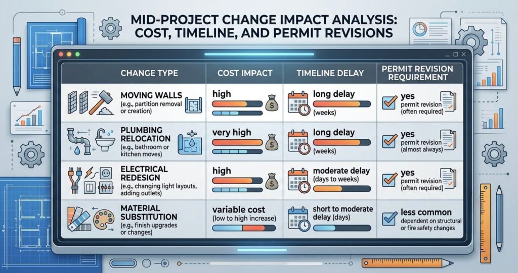 home renovation mistakes Northern Virginia construction change order cost impact table

