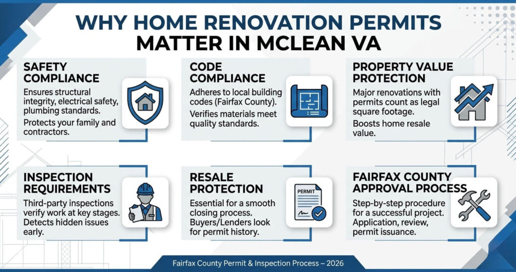 Home Renovation Permits McLean VA: Which Projects Require County Approval in 2026 1 Home renovation permits McLean VA guide showing Fairfax County permit approval process for residential remodeling projects in 2026
