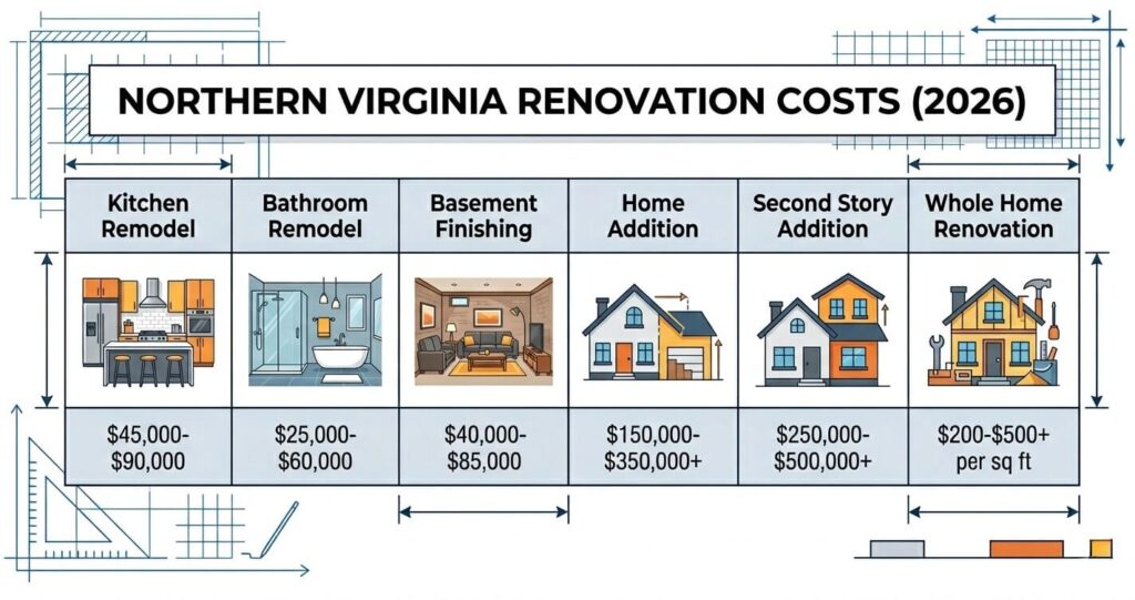 home renovation vs moving Northern Virginia renovation cost ranges Fairfax County 2026


