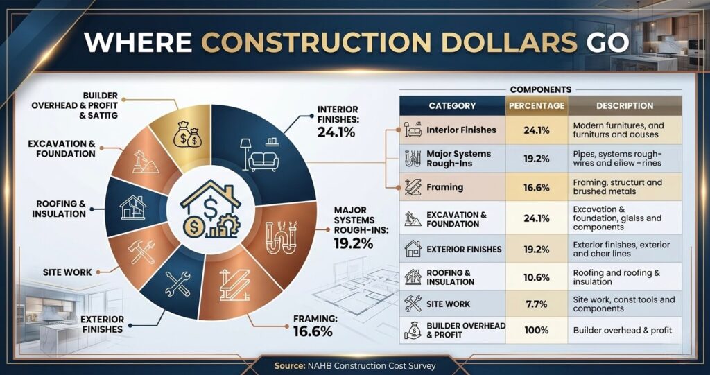 Custom home build timeline Northern Virginia interior finishes construction cost breakdown

