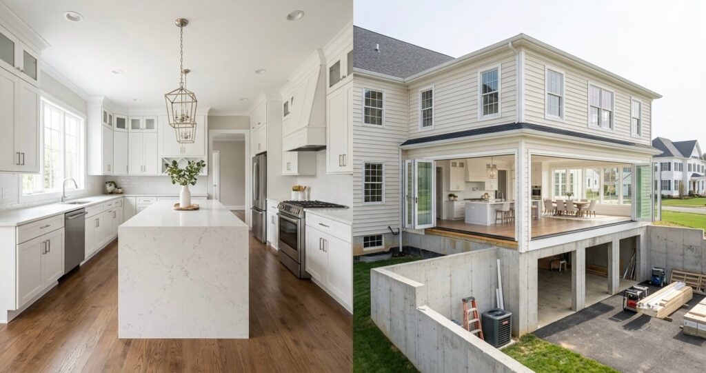 Kitchen Remodel vs Kitchen Addition Northern Virginia modern luxury home comparison