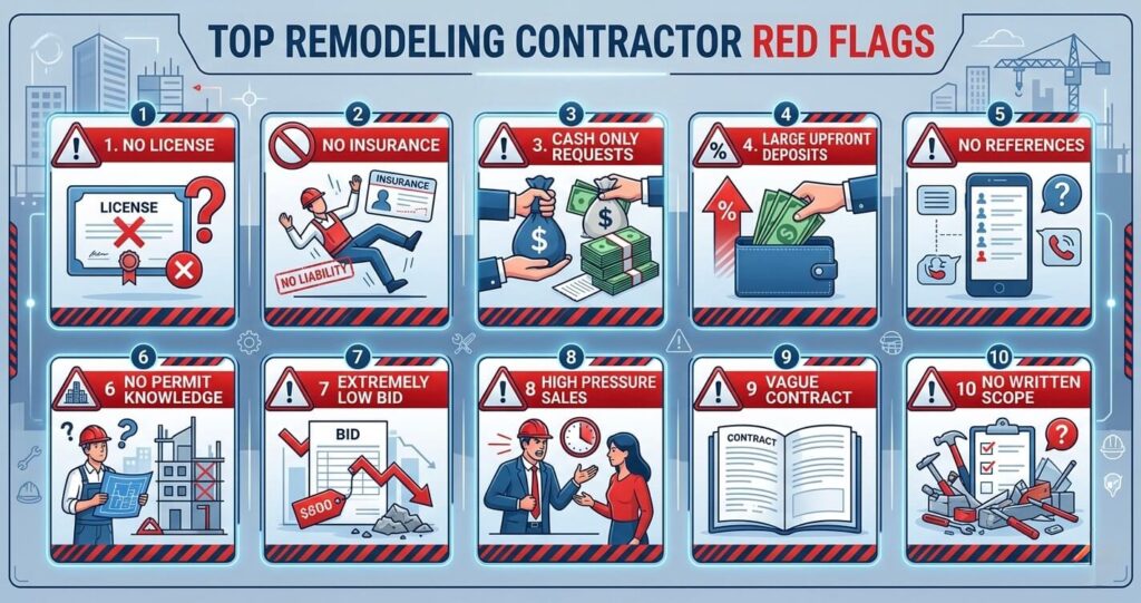 How to Choose a Home Remodeling Contractor in Northern Virginia (2026 Complete Guide) 9 How to choose a home remodeling contractor in Northern Virginia by avoiding contractor red flags and scams