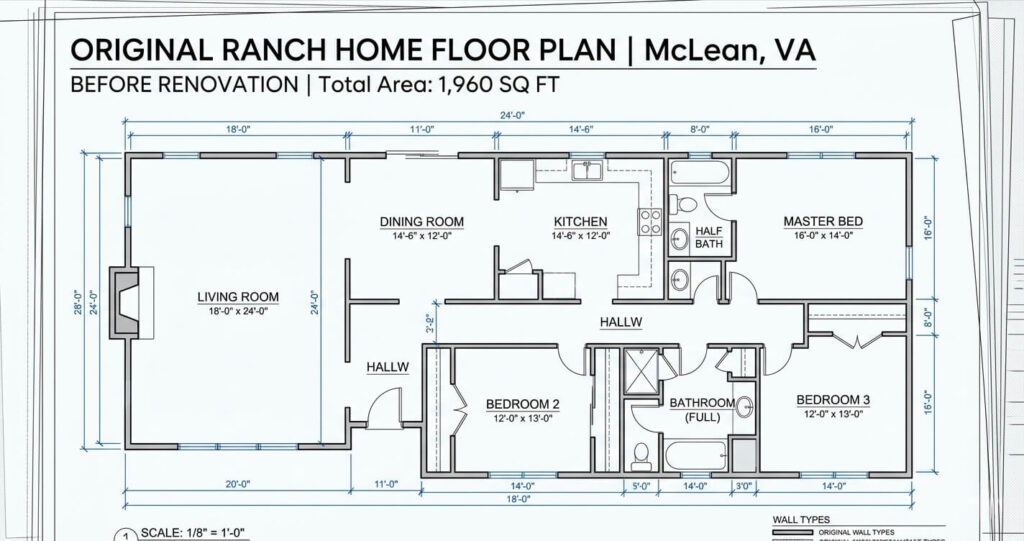 Second Story Addition McLean VA: 2026 Case Study 2 Second story addition McLean VA original floor plan before adding a second floor