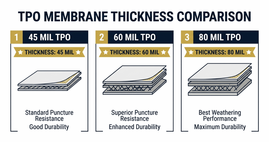 TPO roofing membrane thickness comparison Northern Virginia