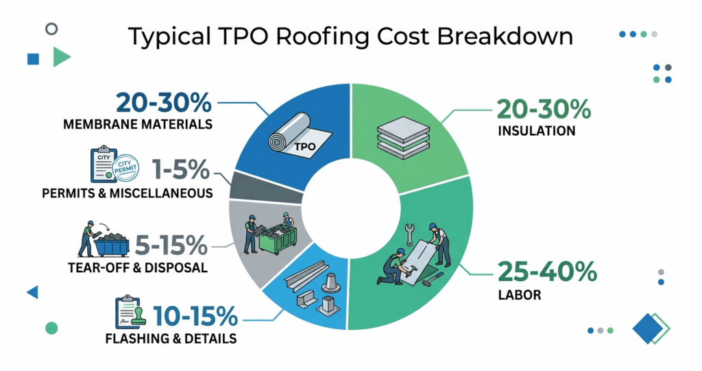 TPO roofing Northern Virginia project cost breakdown chart

