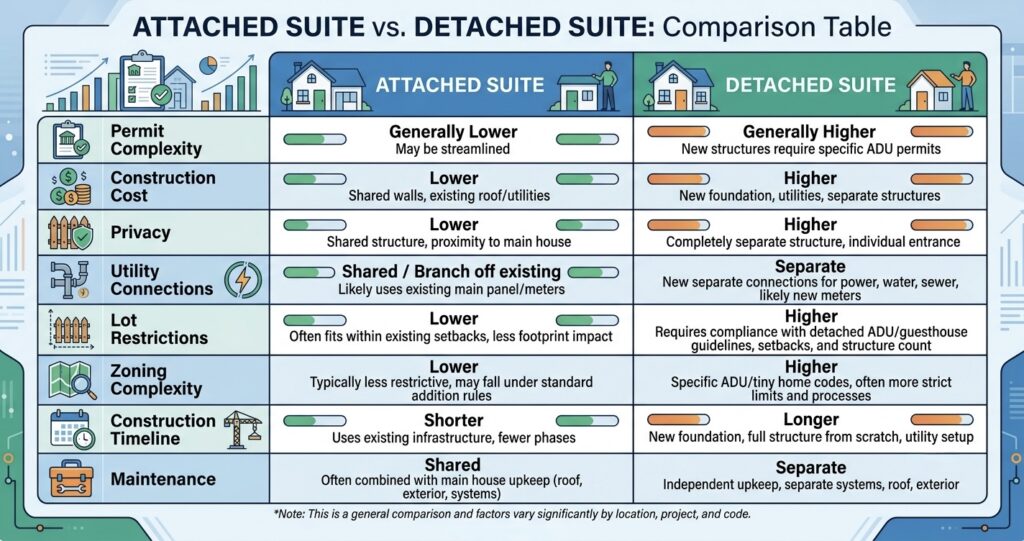 detached vs attached in-law suite Northern Virginia comparison

