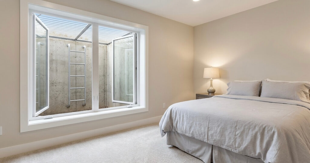 Basement finishing Northern Virginia legal bedroom egress window