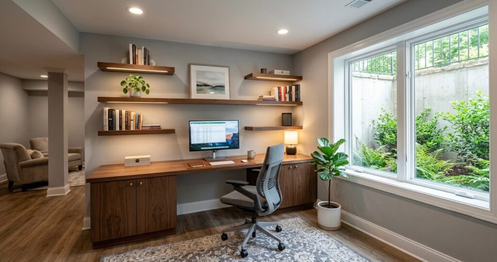 Basement finishing Northern Virginia home office design idea