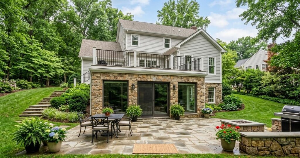 Walkout basement Northern Virginia sloped lot finished exterior access