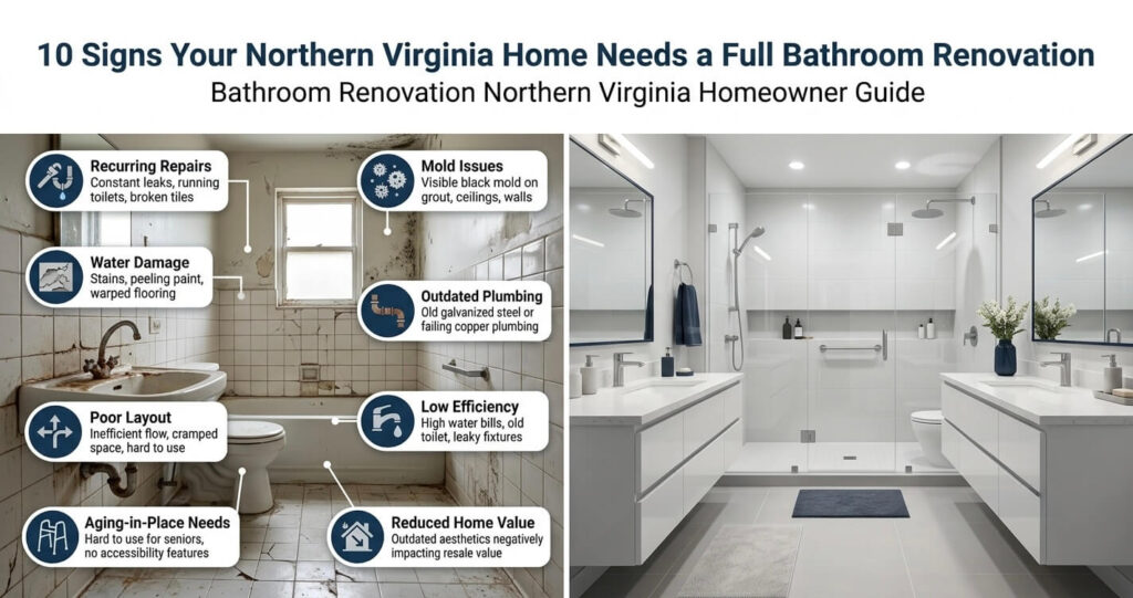 Bathroom Renovation Northern Virginia guide showing 10 warning signs homeowners should not ignore