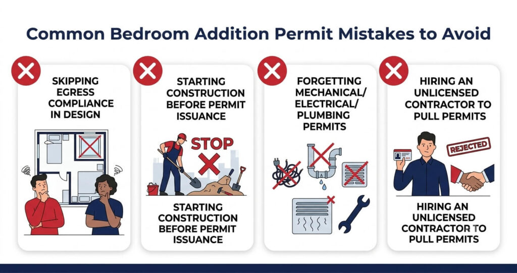 bedroom addition permit mistakes Northern Virginia checklist