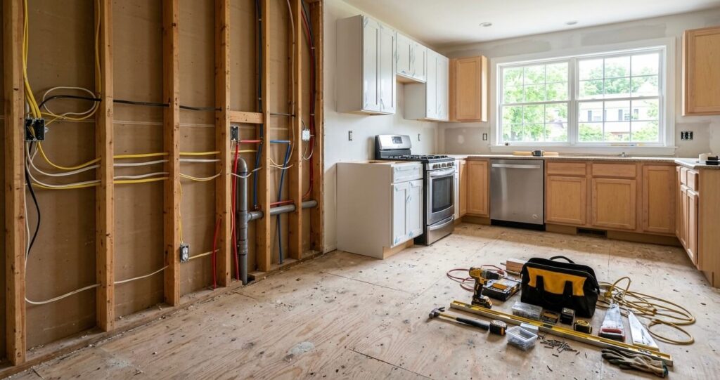 kitchen remodeling permit Fairfax County VA renovation in progress