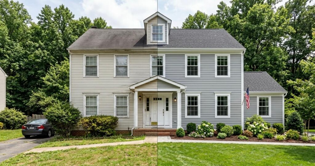 Siding replacement mistakes Northern Virginia homeowners avoid — before and after exterior upgrade