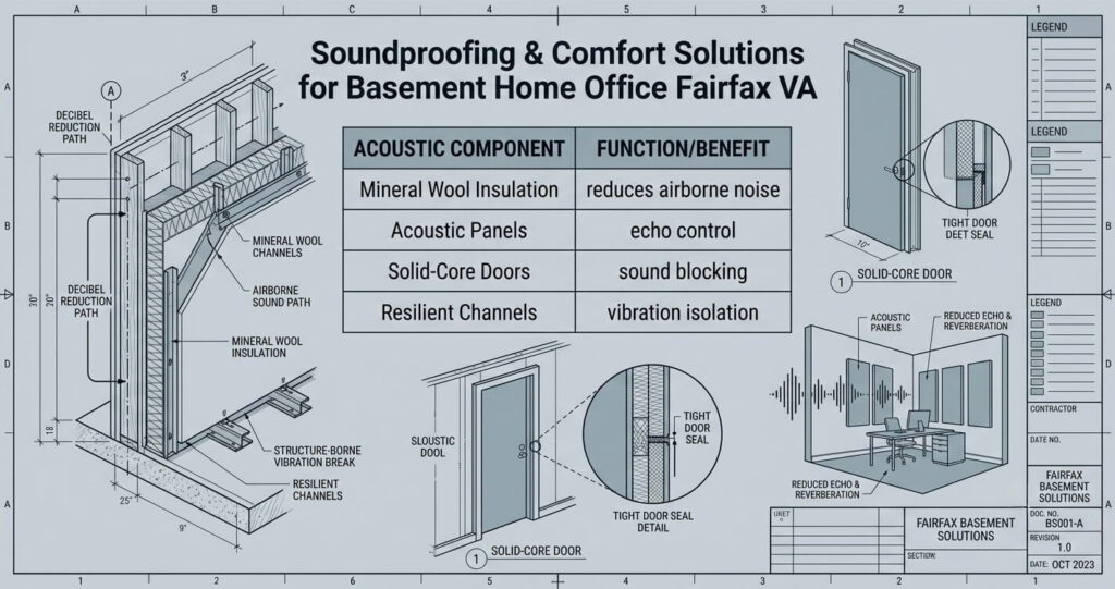 soundproof basement home office Fairfax VA acoustic insulation HVAC comfort solutions

