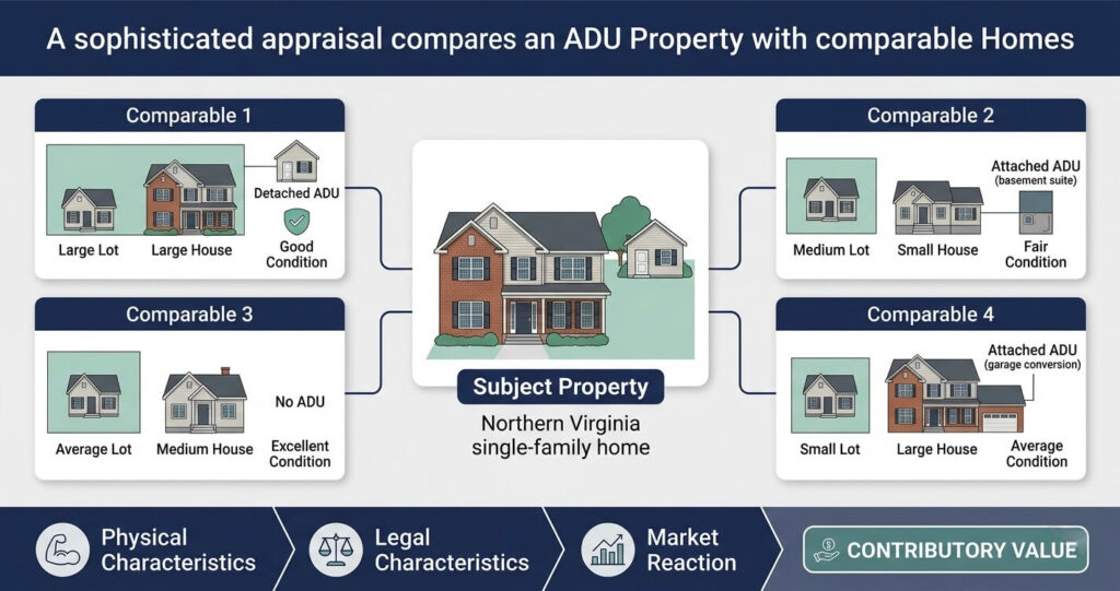 ADU home value Northern Virginia comparable sales appraisal analysis

