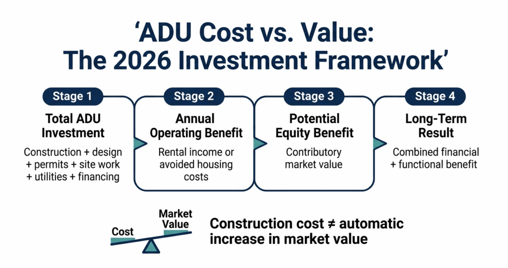 ADU home value Northern Virginia 2026 construction cost versus resale value ROI

