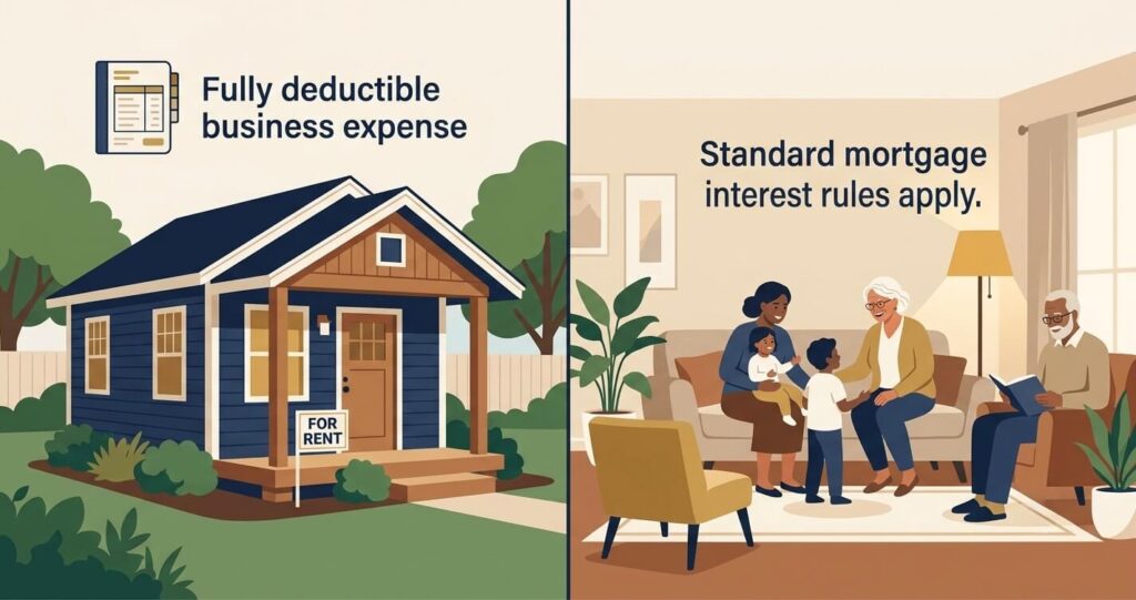 ADU tax deductions Virginia rental versus personal use loan interest comparison 