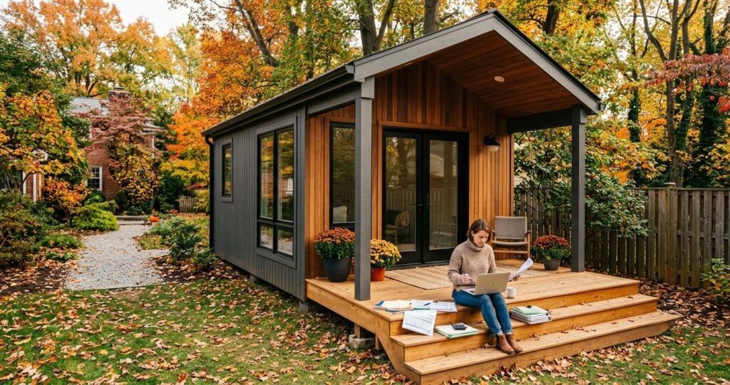 ADU tax benefits Northern Virginia backyard cottage homeowner reviewing paperwork