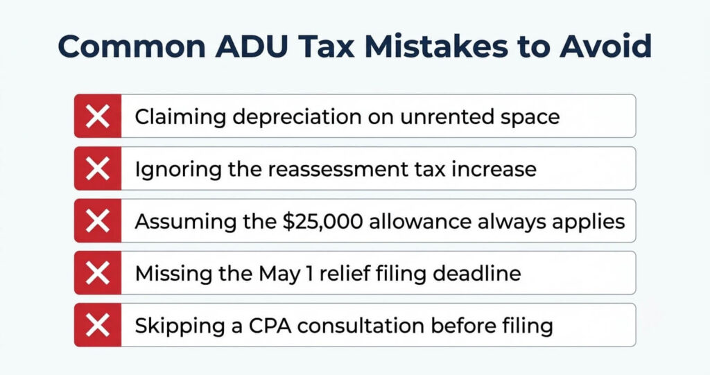 ADU tax mistakes checklist Northern Virginia homeowners 2026