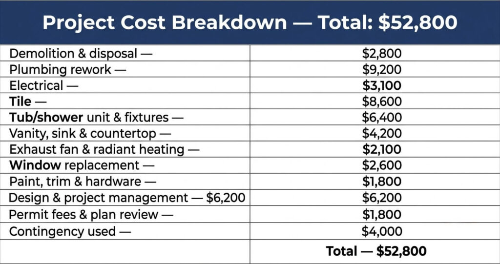 Bathroom Remodel Before and After Alexandria VA 7 Bathroom remodel cost Northern Virginia Alexandria VA cost breakdown data table