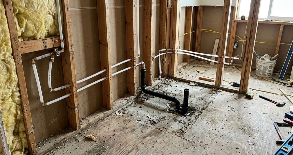 Bathroom Remodel Before and After Alexandria VA 5 Old Town Alexandria remodel PEX plumbing repipe construction progress
