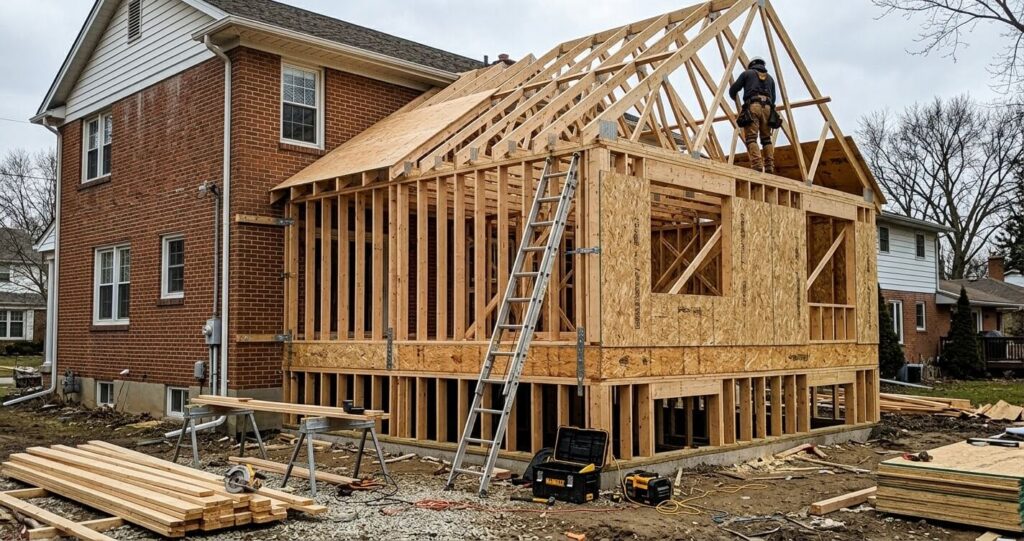 bedroom addition construction Fairfax County framing cost