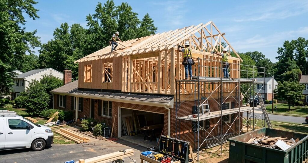 Home addition construction timeline Northern Virginia contractor
