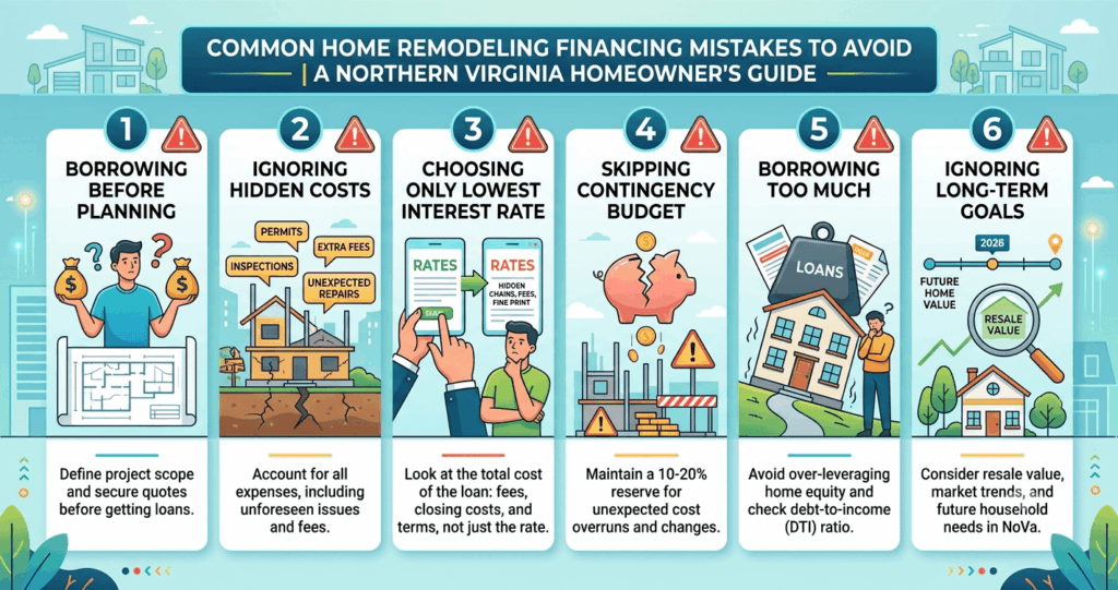 Home Remodeling Financing Northern Virginia: HELOC & Loans Guide (2026) 6 Home remodeling financing Northern Virginia mistakes homeowners should avoid checklist