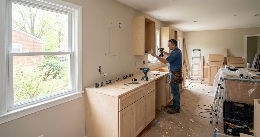 Kitchen cabinet tariffs Arlington VA 2026 kitchen remodel in progress