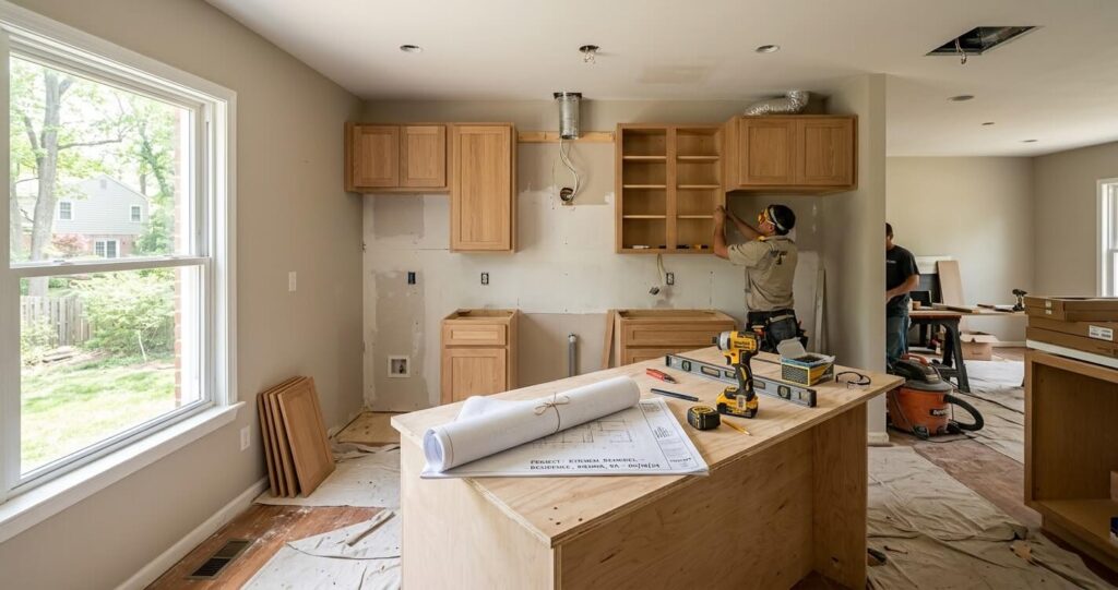 kitchen remodel cost Northern Virginia 2027 mid-renovation with new cabinetry