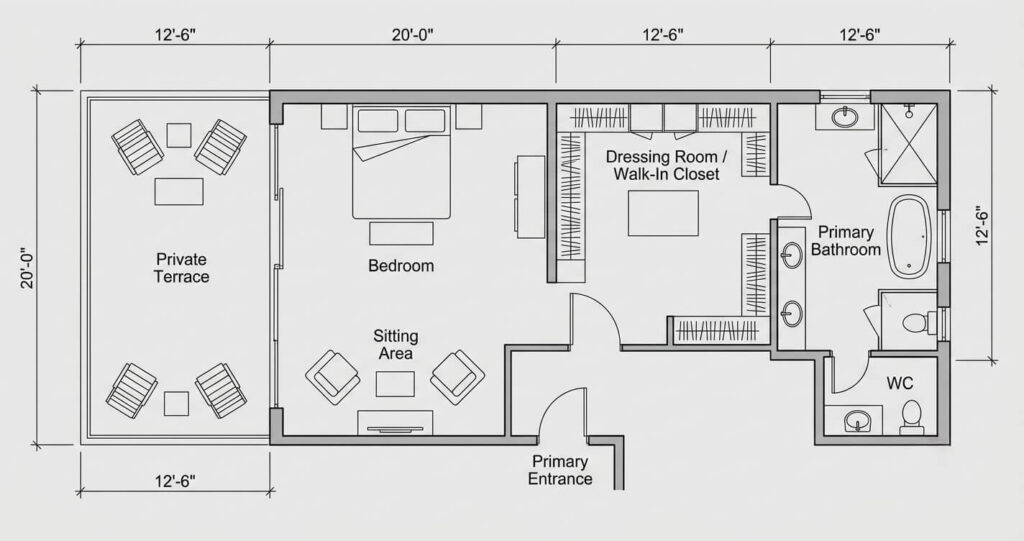 Master suite addition design ideas McLean VA primary suite layout plan