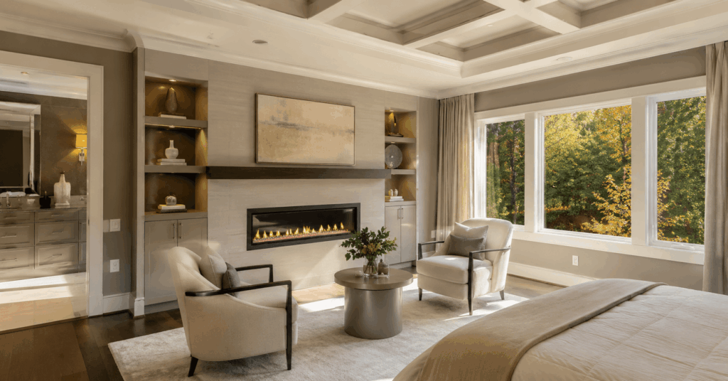 Master suite addition design ideas McLean VA primary bedroom sitting area