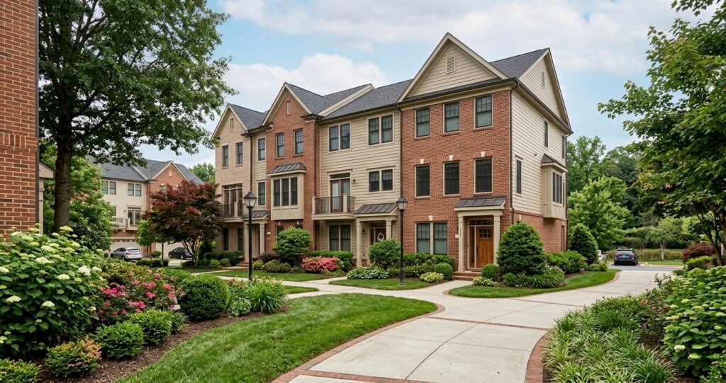 Reston VA townhome exterior near bathroom remodel project

