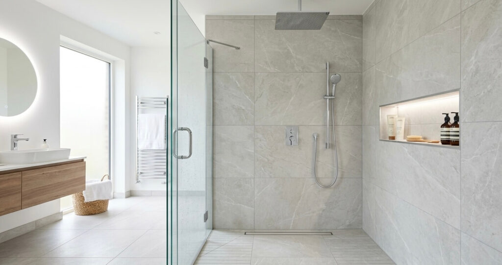 walk-in shower cost Reston VA bathroom remodel upgrade

