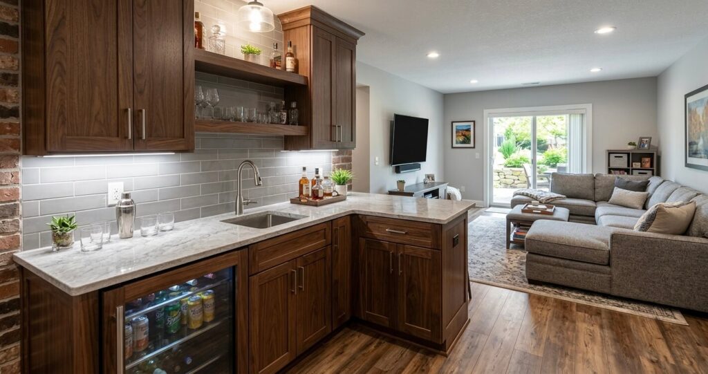 Walkout basement wet bar and recreation room McLean VA ROI