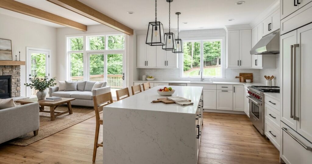Whole home renovation kitchen and living space Northern Virginia