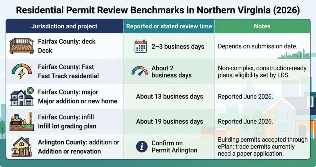 Fairfax County remodeling permit review times for decks, additions and grading plans in 2026

