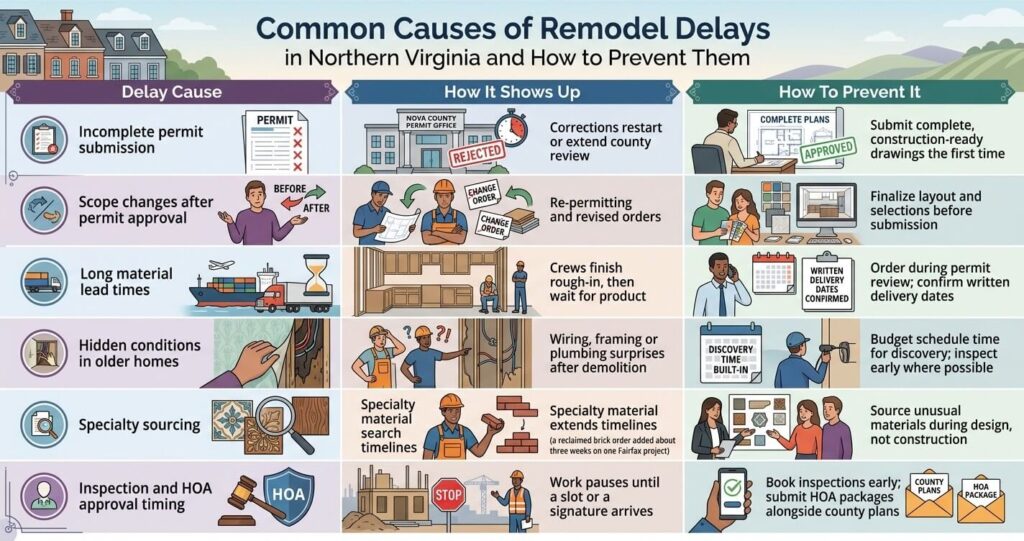 Common causes of remodeling delays in Northern Virginia and how to prevent them

