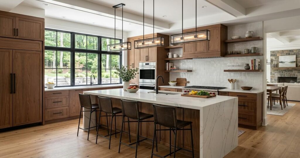 Kitchen design ideas Great Falls VA luxury wood cabinetry with large island