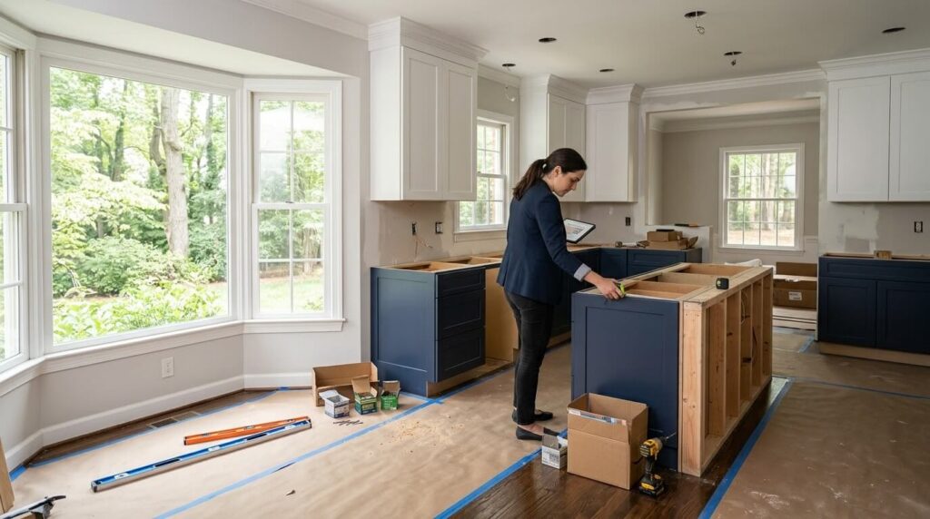 Kitchen remodel tariff deadline Northern Virginia: kitchen under renovation in a Fairfax County home before the 2027 cabinet tariff increase
