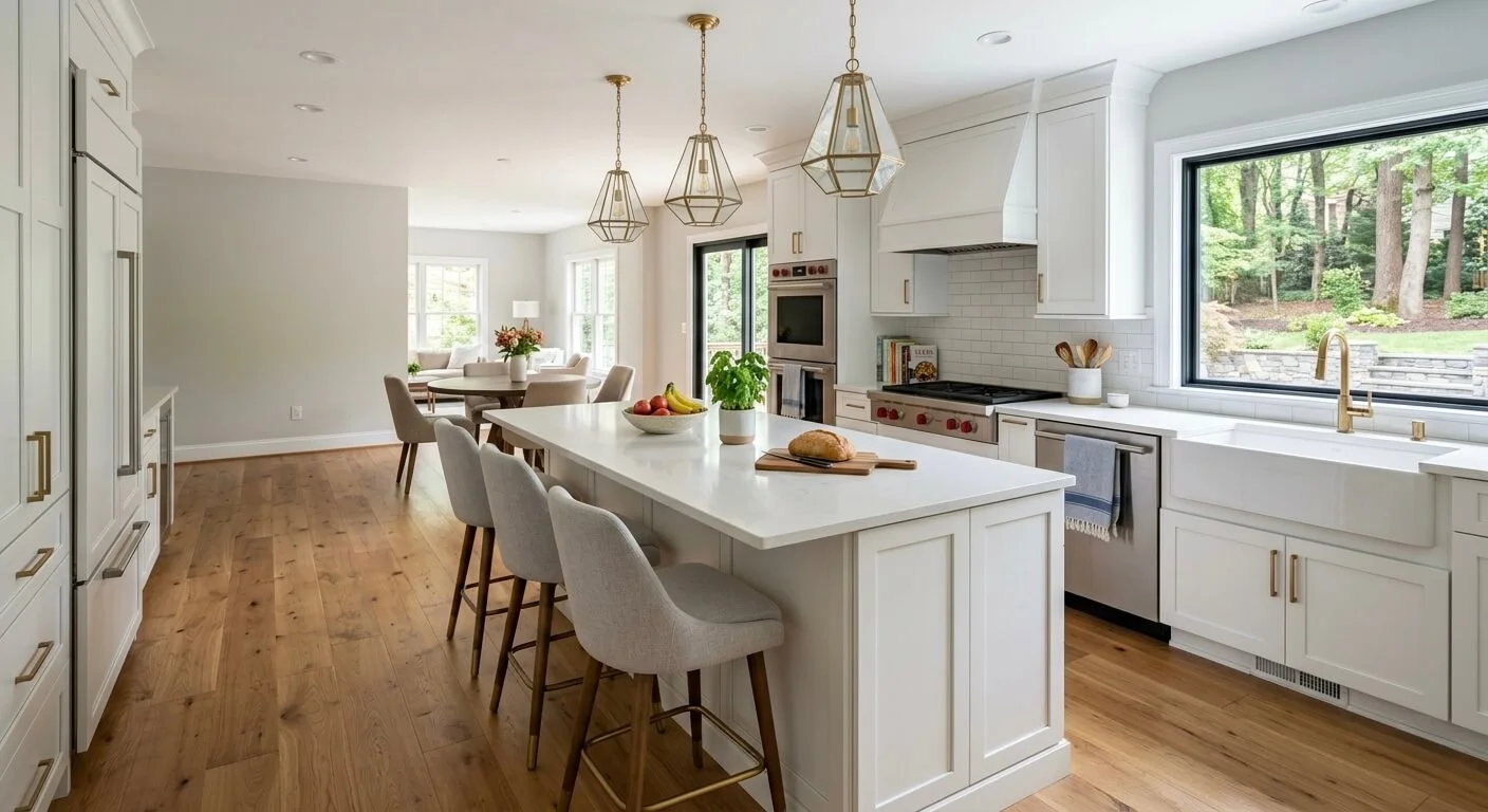 Kitchen Remodel Cost in Fairfax VA: 2026 Guide 1 Modern kitchen remodel Fairfax VA with white cabinets and quartz countertops